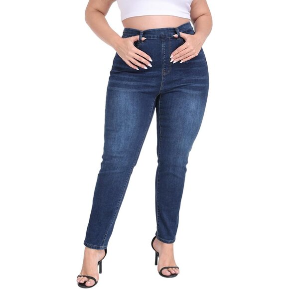 Plus Size High Waist Cropped Jeggings Cotton Blend Casual Stretchy - Picture 2 of 9